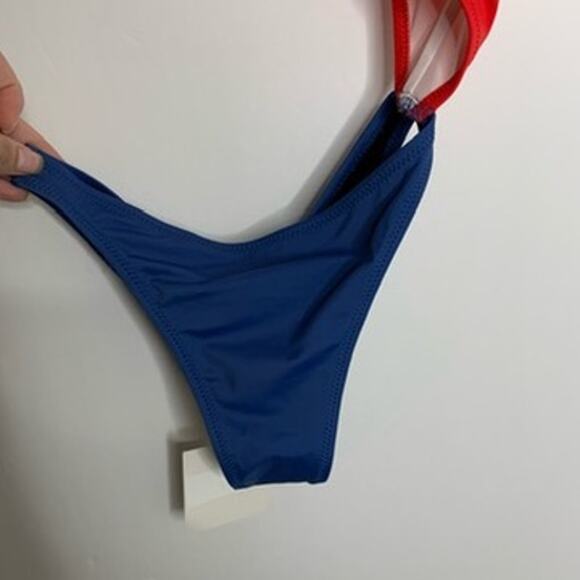 SOLID + STRIPED Jourdan Two Tone Swimsuit Womens New XS - Picture 3 of 12